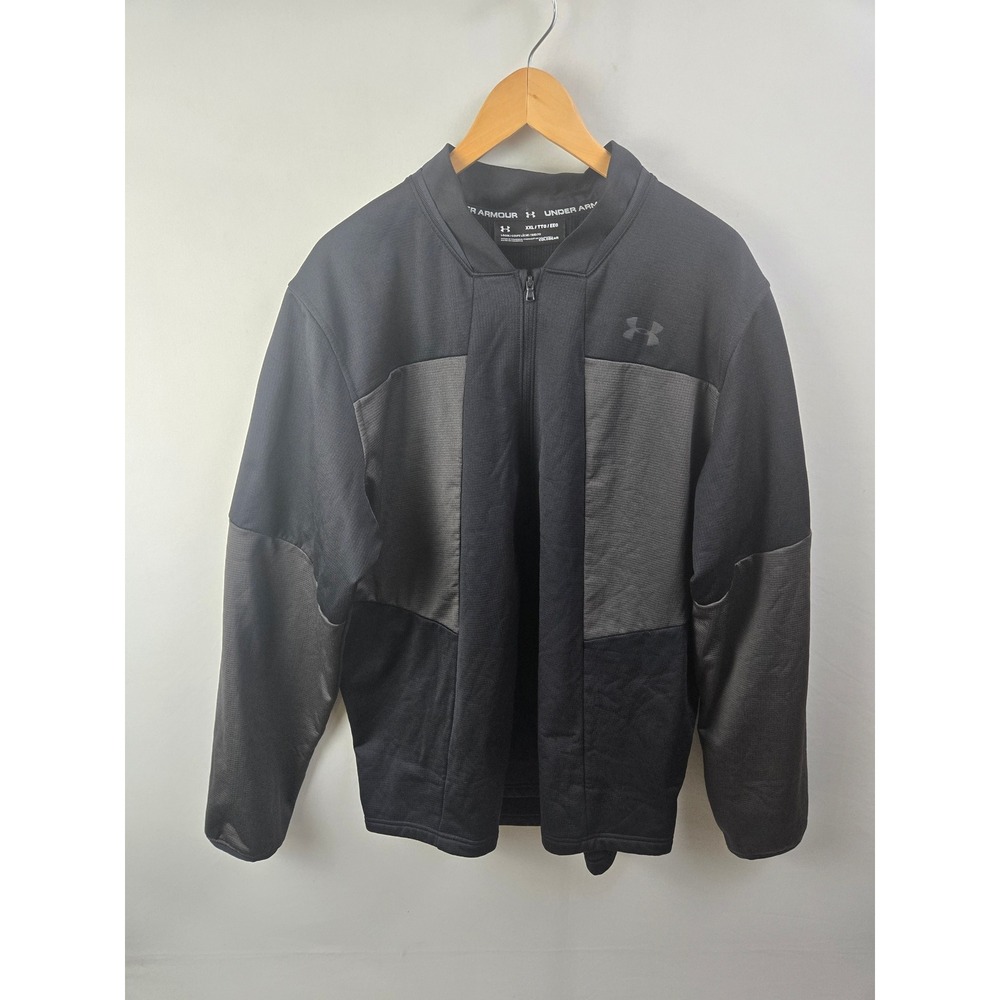 Under Armour ColdGear Full Zip Jacket XXL Black Charcoal Loose Fit Athletic 1370